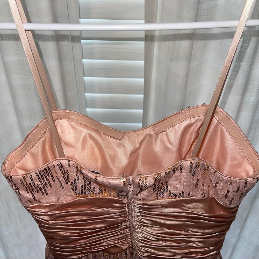 Adrianna Papell Strapless Long Formal Gown Blush and Gold Size 3/4 - Picture 7 of 14